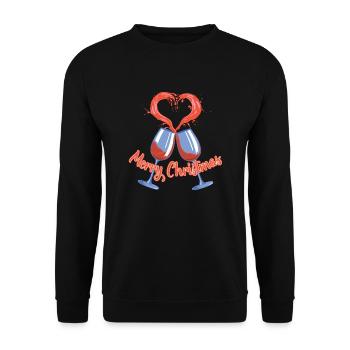 Frohe Weihnachten süßes Herz Cheers Weinglas Weihnachten - Unisex Pullover - Schwarz - Vorne - Alina (178cm) & Michal (187cm)