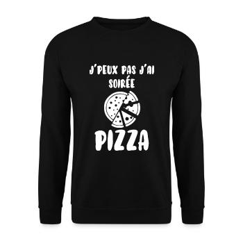 Je peux pas j'ai soirée pizza - Sweat-shirt Unisexe - noir - Devant - Alina (178cm) & Michal (187cm)