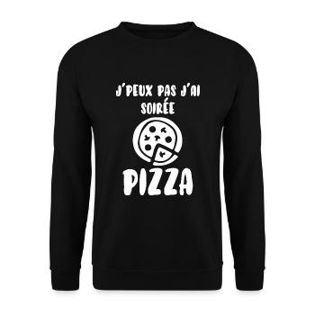 Je peux pas j'ai soirée pizza - Sweat-shirt Unisexe - noir - Devant - Alina (178cm) & Michal (187cm)
