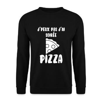 Je peux pas j'ai soirée pizza - Sweat-shirt Unisexe - noir - Devant - Alina (178cm) & Michal (187cm)