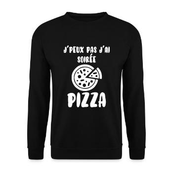Je peux pas j'ai soirée pizza - Sweat-shirt Unisexe - noir - Devant - Alina (178cm) & Michal (187cm)
