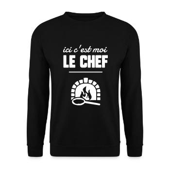 Ici c’est moi le chef - Sweat-shirt Unisexe - noir - Devant - Alina (178cm) & Michal (187cm)
