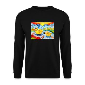 Happy Color Happy World - Sweat-shirt Unisexe - noir - Devant - Alina (178cm) & Michal (187cm)