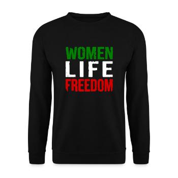 Women life freedom - Sweat-shirt Unisexe - noir - Devant - Alina (178cm) & Michal (187cm)