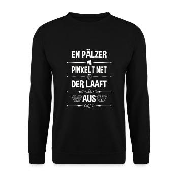 Schorle Riesling Pfalz Mundart Woi Dubbeglas Motiv - Unisex Pullover - Schwarz - Vorne - Alina (178cm) & Michal (187cm)