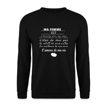 Ma femme - Sweat-shirt Unisexe - noir - Devant - Alina (178cm) & Michal (187cm)