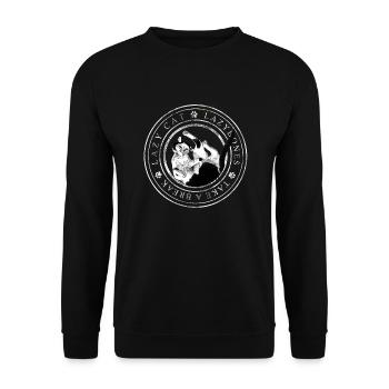 Lazy Cat Logo - Unisex Pullover - Schwarz - Vorne - Alina (178cm) & Michal (187cm)