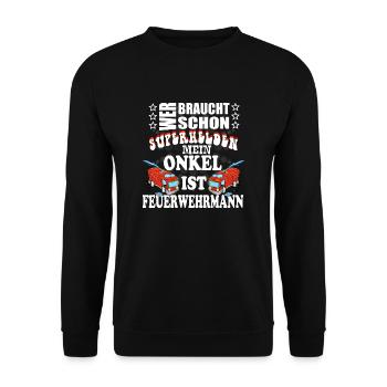 onkel feuerwehrmann super - Unisex Pullover - Schwarz - Vorne - Alina (178cm) & Michal (187cm)