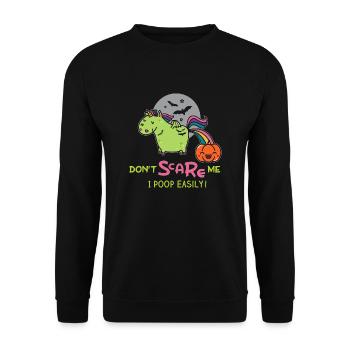 Don't scare me, I poop easily! - Unisex Pullover - Schwarz - Vorne - Alina (178cm) & Michal (187cm)