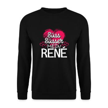 RENÉ - süss - Unisex Pullover - Schwarz - Vorne - Alina (178cm) & Michal (187cm)