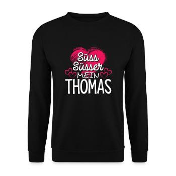 THOMAS - süss - Unisex Pullover - Schwarz - Vorne - Alina (178cm) & Michal (187cm)