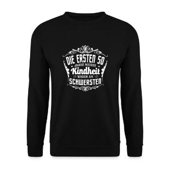 50 Jahre Kind - Unisex Pullover - Schwarz - Vorne - Alina (178cm) & Michal (187cm)