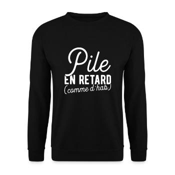 Pile en retard cadeau - Sweat-shirt Unisexe - noir - Devant - Alina (178cm) & Michal (187cm)