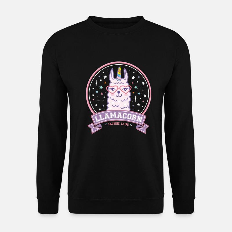 Llamacorn Lama Einhorn Alpaka pink - Unisex Pullover - Schwarz