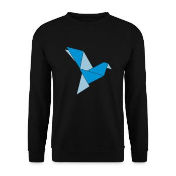 origami bird - Unisex Sweatshirt - black - Front - Alina (178cm) & Michal (187cm)