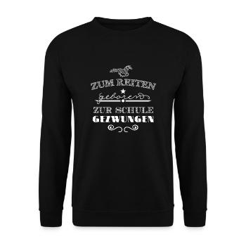 Zum Reiten geboren - weiß - Unisex Pullover - Schwarz - Vorne - Alina (178cm) & Michal (187cm)