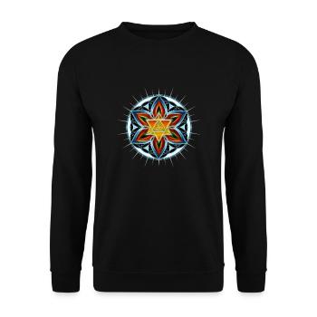 Merkaba, Flower of Life, Spirituality, Star - Unisex Sweatshirt - black - Front - Alina (178cm) & Michal (187cm)