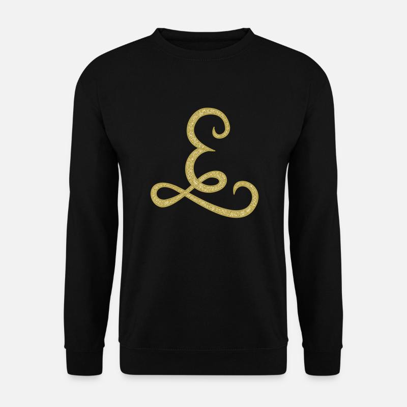 E - or, lettre, alphabet, monogramme - Sweat-shirt Unisexe - noir