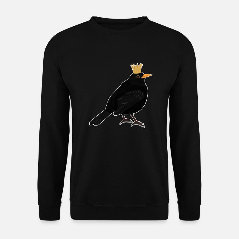 Amsel Krone Singvogel Süßer heimischer Vogel - Unisex Pullover - Schwarz