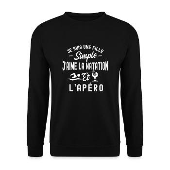 fille simple - natation et apéro / humour nageuse - Sweat-shirt Unisexe - noir - Devant - Alina (178cm) & Michal (187cm)