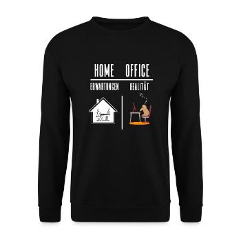 Home Office Bürohumor Homeoffice Quarantäne Team - Unisex Pullover - Schwarz - Vorne - Alina (178cm) & Michal (187cm)