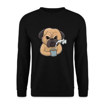 Chien grincheux avec café muffins du matin - Sweat-shirt Unisexe - noir - Devant - Alina (178cm) & Michal (187cm)