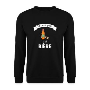 Je peux pas j ai Biere - Sweat-shirt Unisexe - noir - Devant - Alina (178cm) & Michal (187cm)