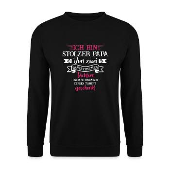 Papa Vater Sohn Tochter Mama Idee Geschenk Spruch - Unisex Pullover - Schwarz - Vorne - Alina (178cm) & Michal (187cm)