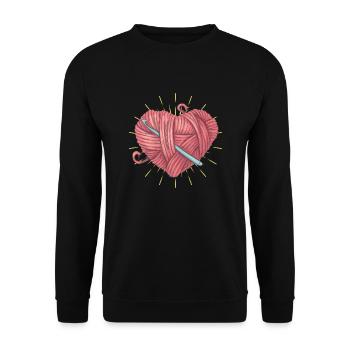 Heart of wool - Crochet Design - Unisex Sweatshirt - black - Front - Alina (178cm) & Michal (187cm)