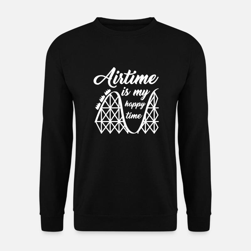 Achterbahn Spruch Airtime is my happy time - Unisex Pullover - Schwarz