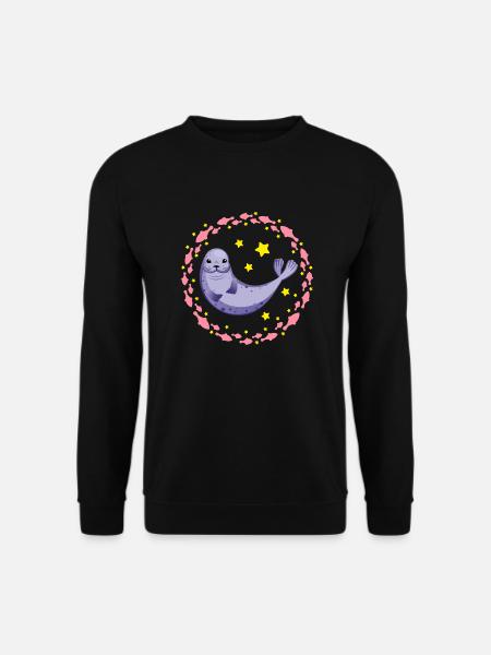 Lustiger Seehund lustige Robbe - Unisex Pullover - Schwarz