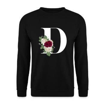 letter D flowered - Unisex Sweatshirt - black - Front - Alina (178cm) & Michal (187cm)