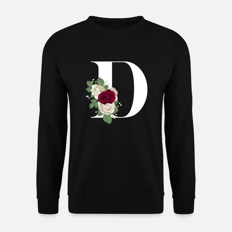 lettre D fleuris - Sweat-shirt Unisexe - noir