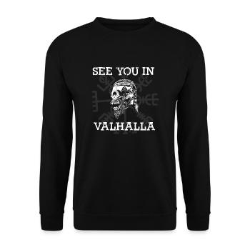 See you in Vallhalla Kompass Wikinger - Unisex Pullover - Schwarz - Vorne - Alina (178cm) & Michal (187cm)