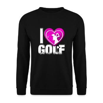 I love GOLF - Golfdesign für Golferinnen 3 - Unisex Pullover - Schwarz - Vorne - Alina (178cm) & Michal (187cm)