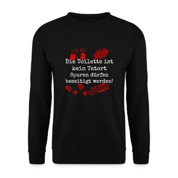 Die Toilette ist kein Tatort - Unisex Pullover - Schwarz - Vorne - Alina (178cm) & Michal (187cm)