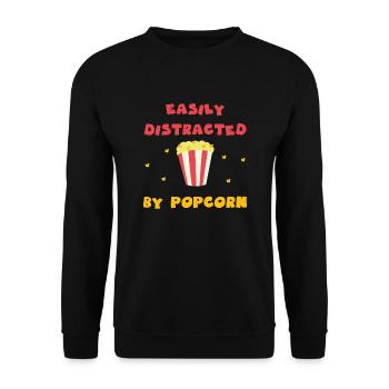 Distrait par Popcorn Citation ironique Popcorn - Sweat-shirt Unisexe - noir - Devant - Alina (178cm) & Michal (187cm)
