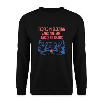 Les sacs de couchage sont des tacos aux ours Funny Camping - Sweat-shirt Unisexe - noir - Devant - Alina (178cm) & Michal (187cm)