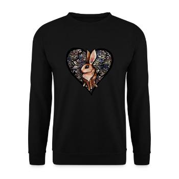 Kaninchen - Unisex Pullover - Schwarz - Vorne - Alina (178cm) & Michal (187cm)
