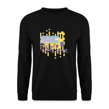 Nerd MY LIFE MY LOVE2 - Unisex Pullover - Schwarz - Vorne - Alina (178cm) & Michal (187cm)