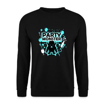 Partymonster hellblau - Unisex Pullover - Schwarz - Vorne - Alina (178cm) & Michal (187cm)