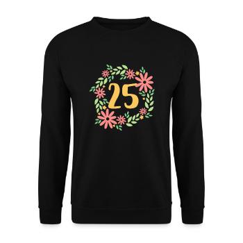 25. Geburtstag Geschenk - Unisex Pullover - Schwarz - Vorne - Alina (178cm) & Michal (187cm)