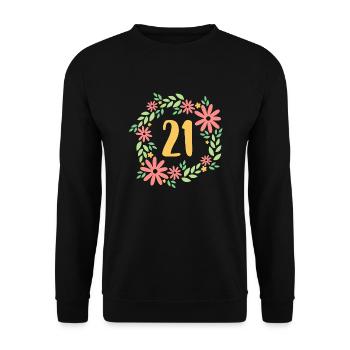21. Geburtstag Geschenk - Unisex Pullover - Schwarz - Vorne - Alina (178cm) & Michal (187cm)
