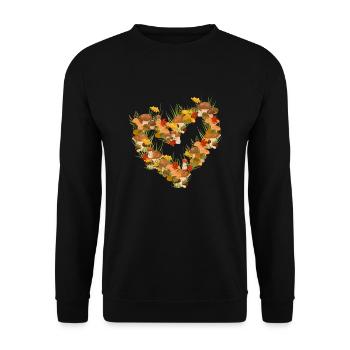 mushroom picking autumn nature mushroom picker naturefriend - Unisex Sweatshirt - black - Front - Alina (178cm) & Michal (187cm)
