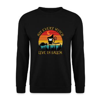 Frauen Nicht jede Hexe lebt in Salem Katze lustig - Unisex Pullover - Schwarz - Vorne - Alina (178cm) & Michal (187cm)
