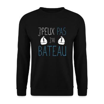 Je peux pas j'ai bateau cadeau humour marin homme - Sweat-shirt Unisexe - noir - Devant - Alina (178cm) & Michal (187cm)