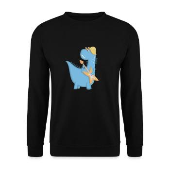 Dinosaure bleu rocker guitar electrique - Sweat-shirt Unisexe - noir - Devant - Alina (178cm) & Michal (187cm)