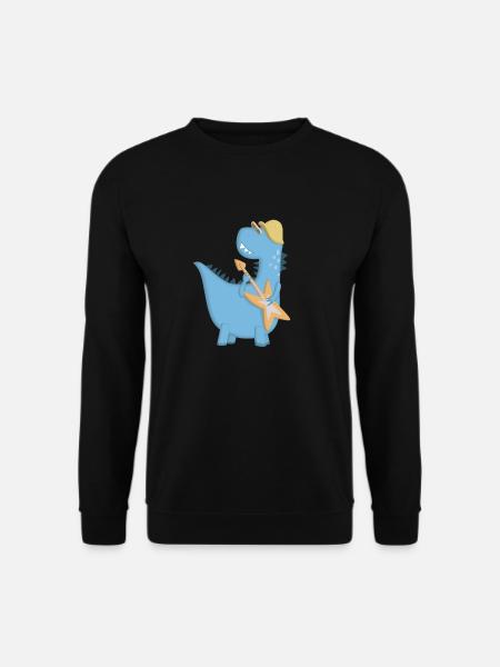 Blue Dinosaurier Rocker E-Gitarre - Unisex Pullover - Schwarz