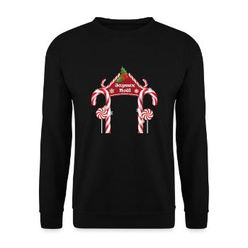 Joyeux Noel porte sucre d'orge avec houx - Sweat-shirt Unisexe - noir - Devant - Alina (178cm) & Michal (187cm)