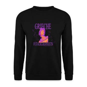 Grieche Fetalicherseits Streetwear style - Unisex Pullover - Schwarz - Vorne - Alina (178cm) & Michal (187cm)